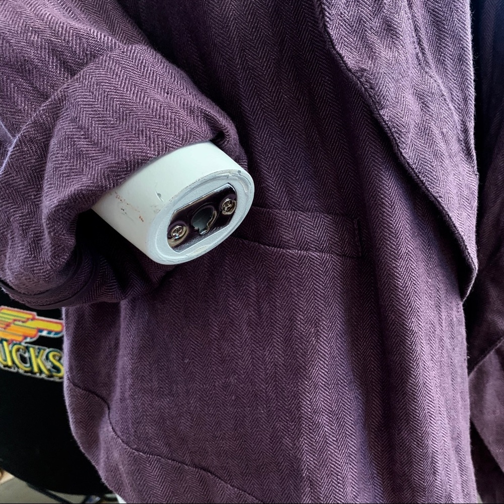 “Purple Open Drape Front Linen Jacket” - Picture 3 of 8
